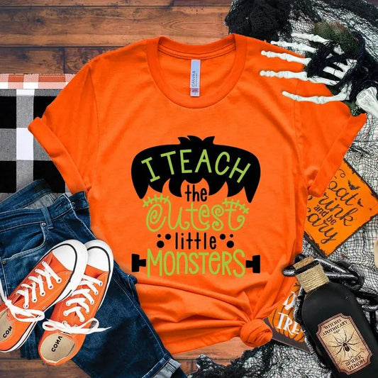 Halloween Teacher Shirt, I Teach The Cutest Little Monsters , Halloween Shirts for Teachers, Teacher Tee, Holiday Teacher...
