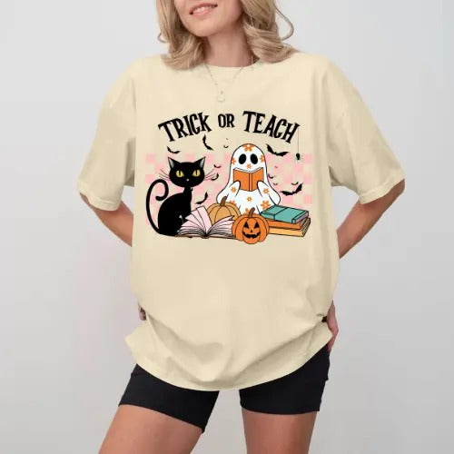 Halloween Teacher T-Shirt, Gift For Fan, Gift For Her, Gift For Him Fabric Spandex Hoodie, Sweatshirt | WearSparks.com