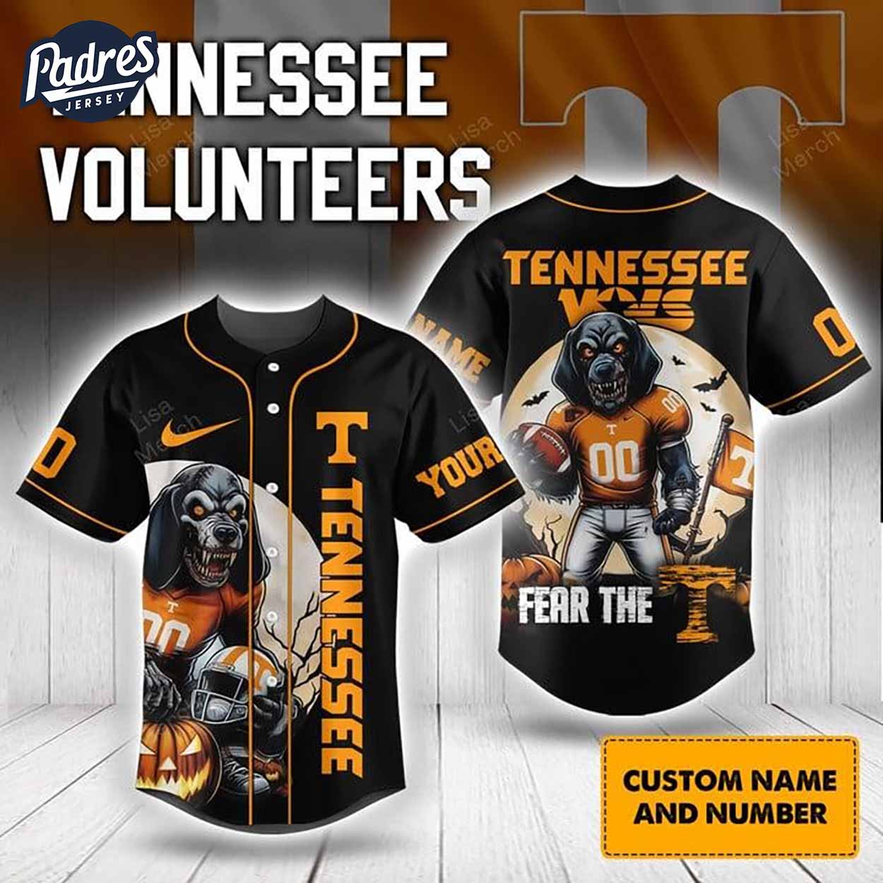 Halloween Tennessee Volunteers Fear The Vols 2024 Football Custom Baseball Jersey - Padres Jersey Oasis:... (Image 1)