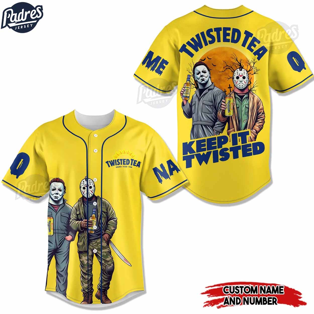 Halloween Twisted Tea Custom Baseball Jersey - Padres Jersey Oasis: Elevate Your Baseball Style Game T-Shirts,... (Image 1)
