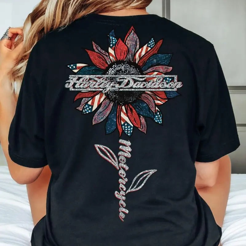 Haly-davison Patriotic Flower T Shirt, Mama Loves to Ride Shirt, Independence Day Shirt, Harly-davids0n Mama Rider...