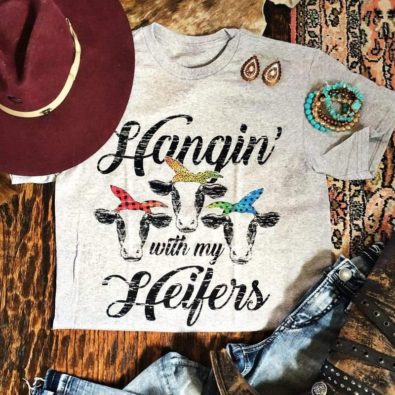 Hangin With My Heifers Graphic Tee Hoodie, Sweatshirt | WearSparks.com