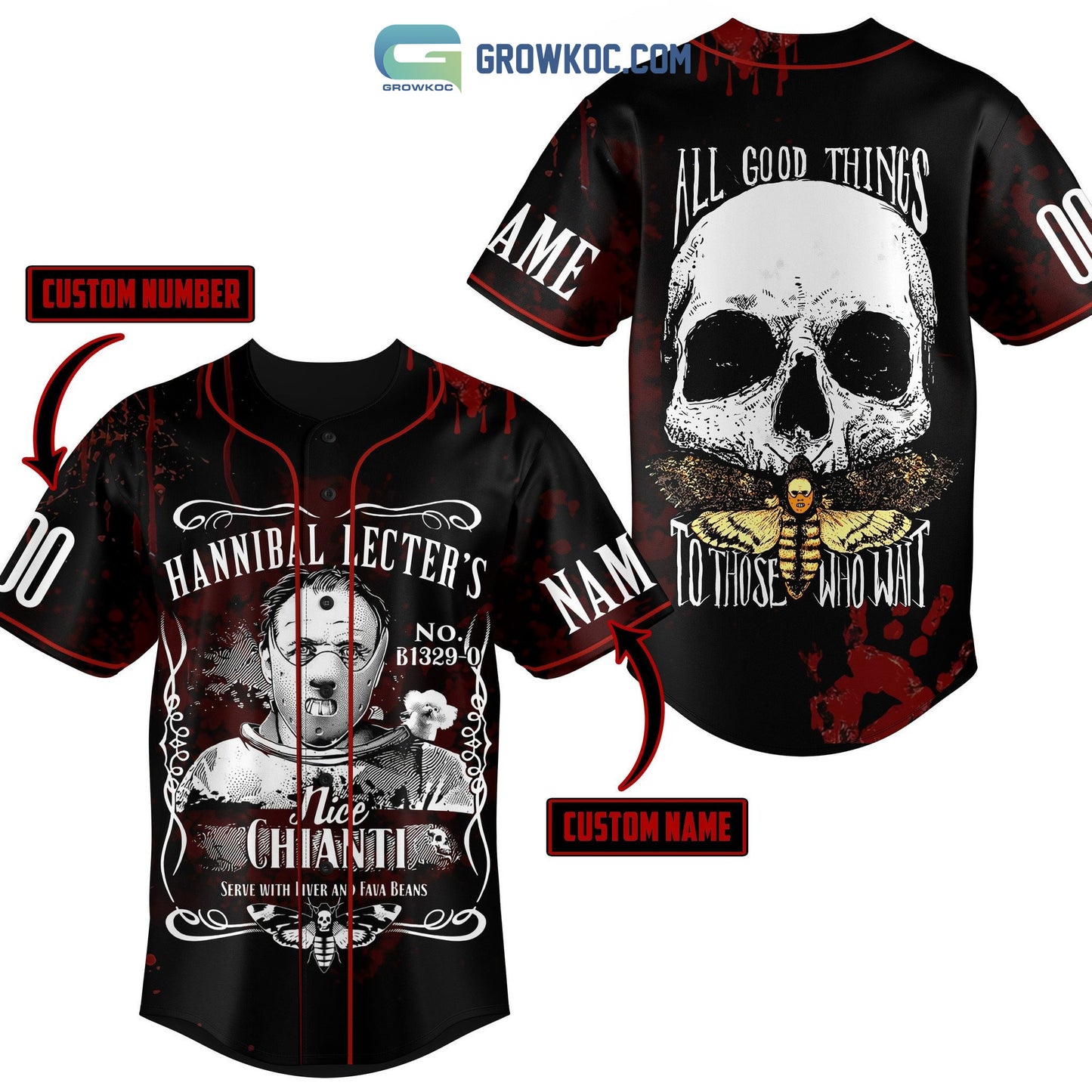 Hannibal Lecter’s Nice Chianti Serve With Liver And Fava Beans Personalized Baseball Jersey