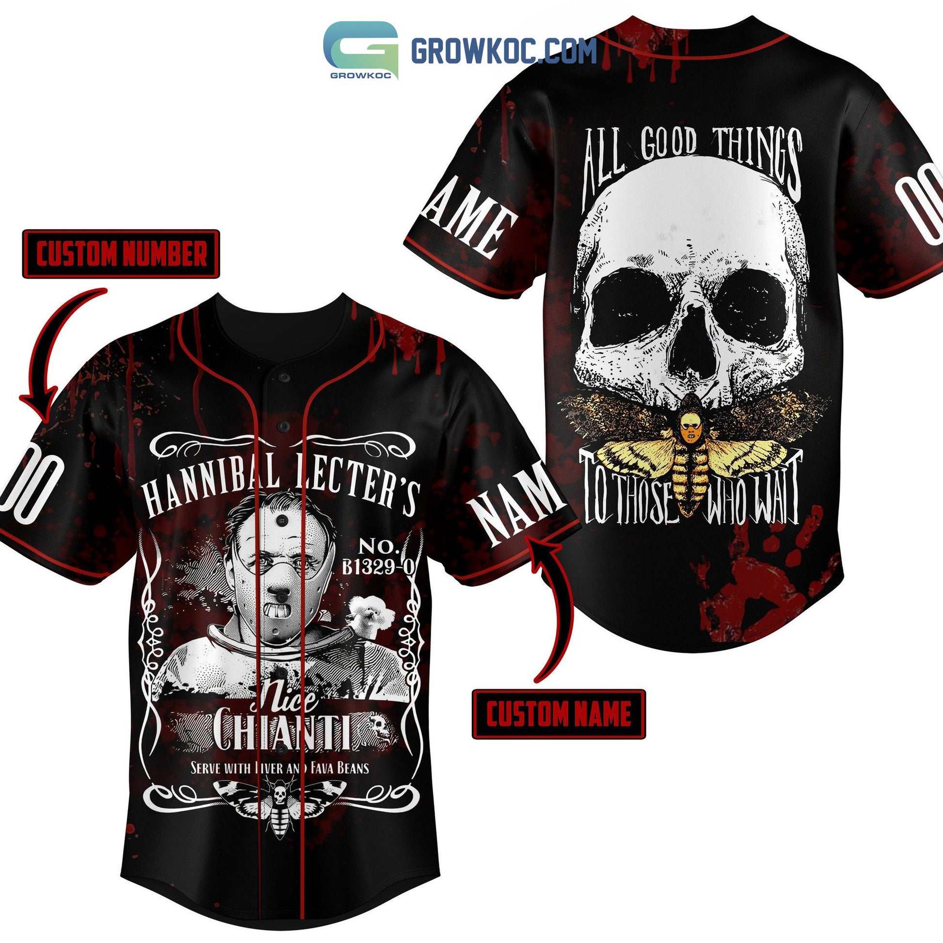 Hannibal Lecter’s Nice Chianti Serve With Liver And Fava Beans Personalized Baseball Jersey