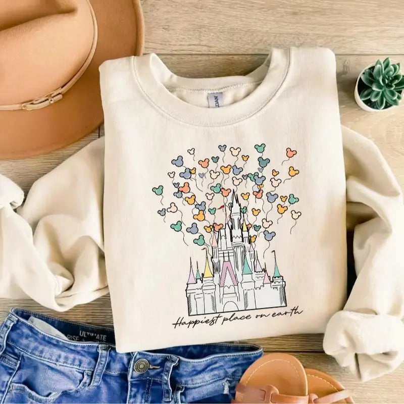 Happiest Place on Earth Sweatshirt Tshirt, Magic Kingdom Shirt, Castle Floral Shirt Hoodie | WearSparks.com