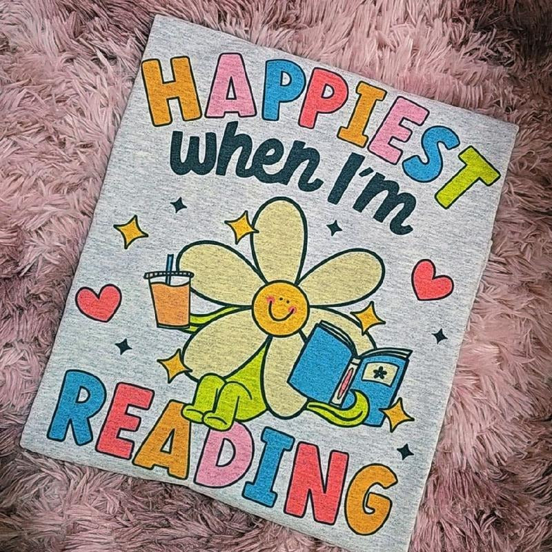 Happiest when I'm reading  Graphic Tee or Sweatshirt Loose Fit Hoodie | WearSparks.com