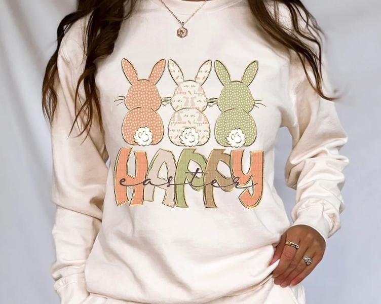 Happy Easter Bunnies DTF Transfers - THIS IS NOT A SHIRT Hoodie, Sweatshirt | WearSparks.com