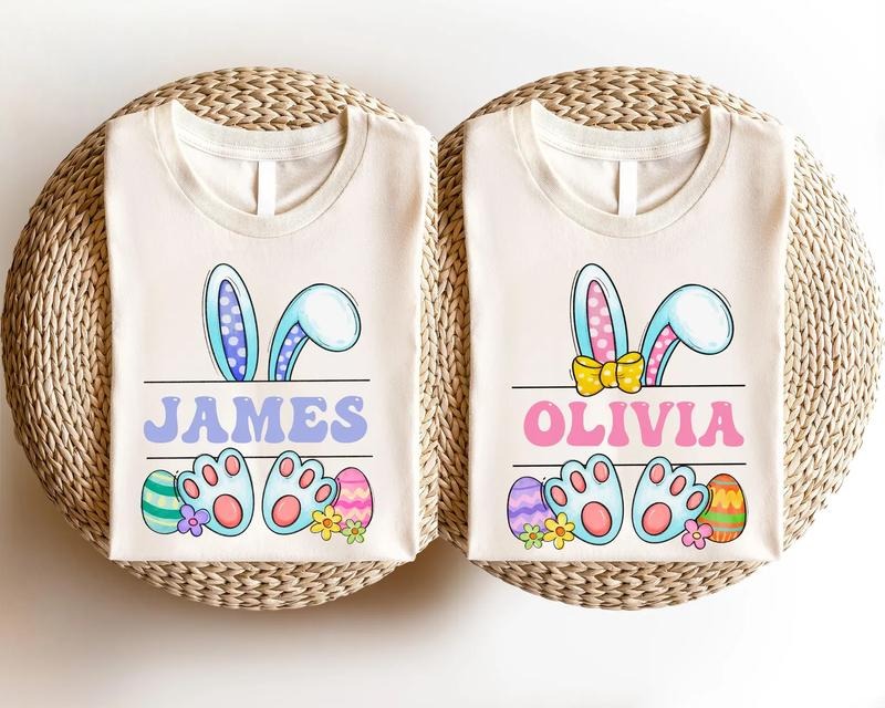 Happy Easter Custom Shirt, Cute Bunny Toddler T-Shirt, Easter Family Trip Shirt, Kids Easter Tee, Personalized Easter...