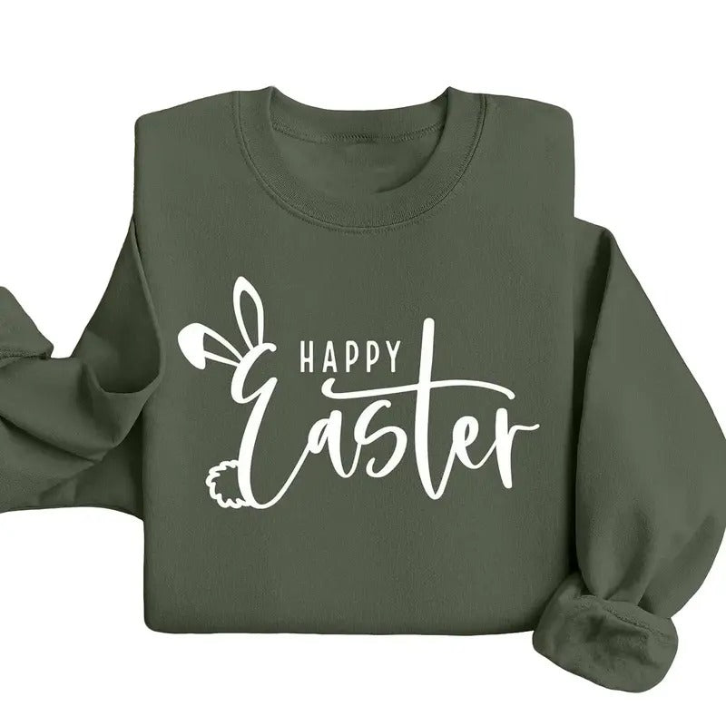 Happy Easter Sweatshirt, Womens Easter Shirt, Rabbit Sweatshirt, Bunny Sweatshirt, Funny Easter Sweater, Easter Gift,...