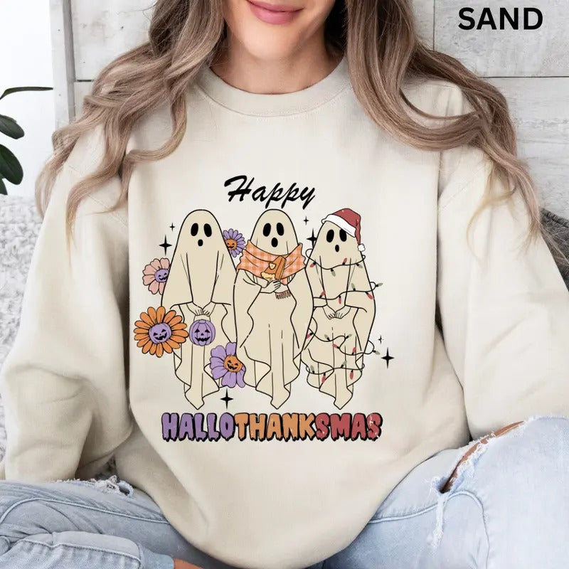 Happy Hallothanksmas Crewneck, Halloween Sweatshirt, Hallothanksmas #2 Sweatshirt, Christmas Crewneck, Thanksgiving...