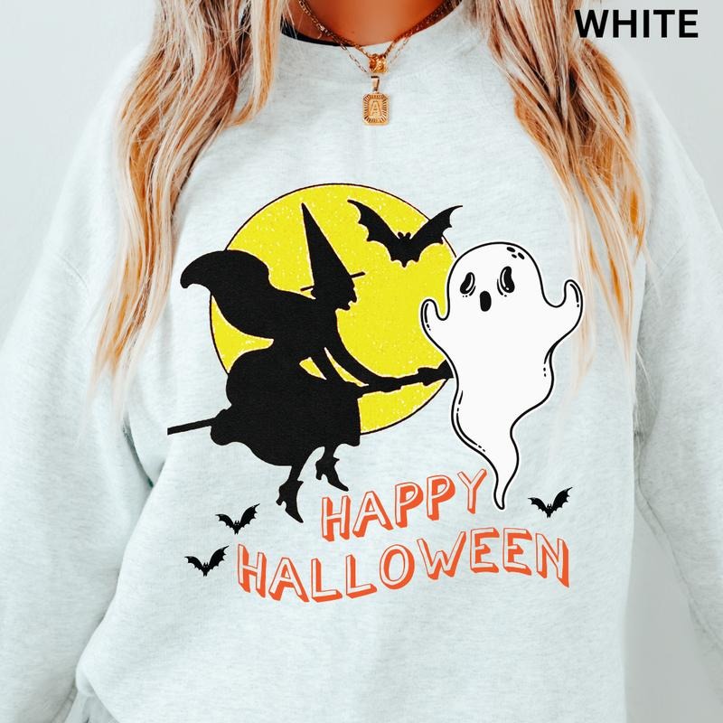 Happy Halloween Sweatshirt, Halloween Night Sweatshirt, Halloween Graphic Sweatshirt Casual Crewneck T-Shirts, Hoodie