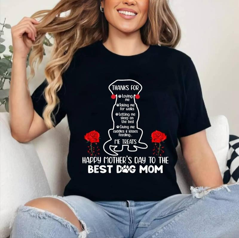 Happy Mother's Day Dog Mom T-Shirt [Unisex Cotton, Short Sleeve, Crewneck, Top Womenswear] Hoodie, Sweatshirt