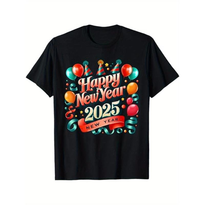 Happy New Year 2025 Party - Funny New Years Eve 2025 T-Shirt. 100% Cotton, New Year 2025 gift for humorous people, Black...