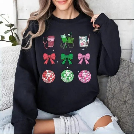 Happy New Year Nurse Shirt, Coquette Nurse Shirt, Cute New Year Sweater, Registered Nurse Sweatshirt For New Year Party,...