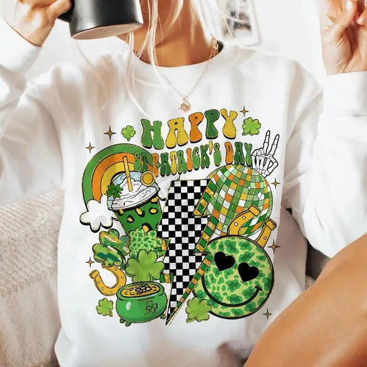 Happy St.patricks Day Coquette Crewneck Sweatshirt, St Patricks Day Tee, Retro St.patricks Shirt, Irısh Hoodie
