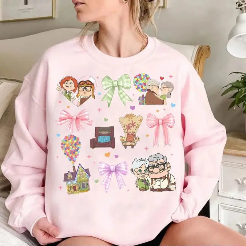 Happy Valentine Cartoon Tshirt Sweatshirt, Valentine Movie Shirt, Valentine Coquette Bow Shirt, Valentine Couple Shirt Hoodie