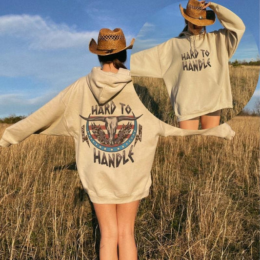 Hard To Handle Western Graphic Hoodie, Sassy Saying Sweatshirt, Country Style Gifts For Her, crewneck sweatshirt, western...