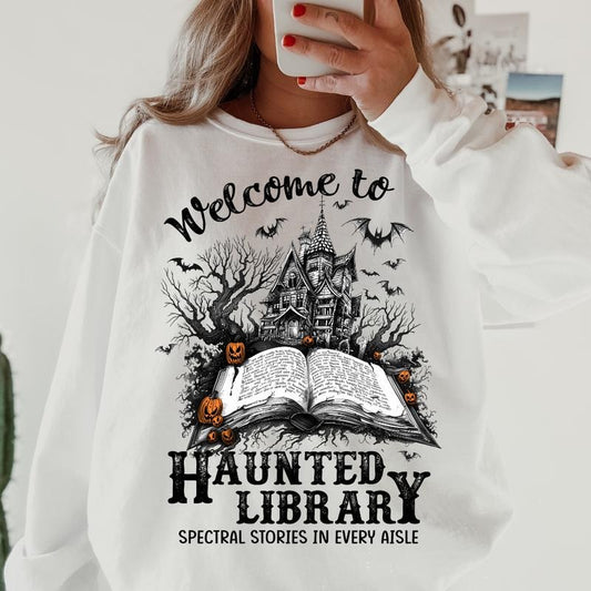 Haunted Library Shirt ~ Unisex Apparel Relaxed Fit Printed In The USA Clothing Womenswear Casual Comfort Cotton Top...