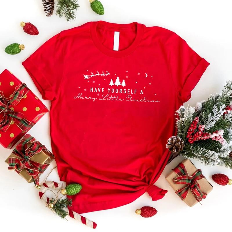 Have Yourself A Merry Little Christmas T-shirt, Cute Christmas Tee, Holiday Tshirt, Christmas Gift,Christmas Tree, Merry...