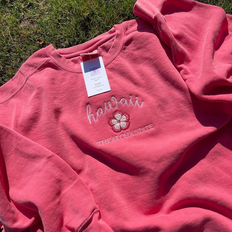 Hawaii Embroidered Crewneck T-Shirts, Hoodie, Sweatshirt | WearSparks.com
