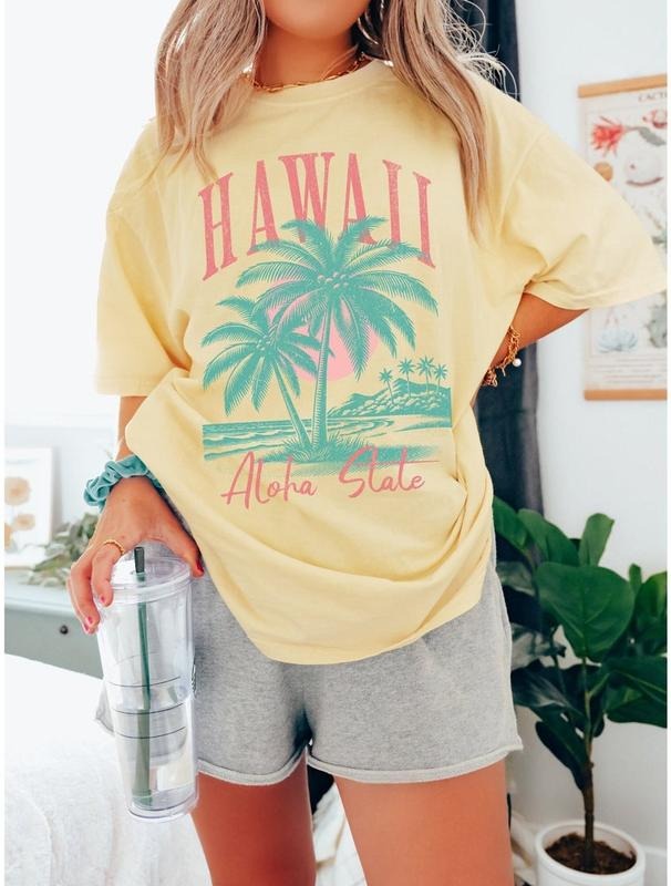 Hawaii Shirt, Aloha State Shirt, Trendy Summer Tees, Retro Summer Shirt, Hawaiian Shirt, Beach Tee, Beach Lover Gifted...