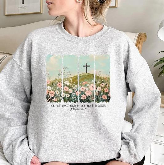 He Is Not Here He Has Risen Shirt, Easter Christian Sweatshirt, Jesus Easter Tee Shirt, Faith Bible Verse Shirt Hoodie