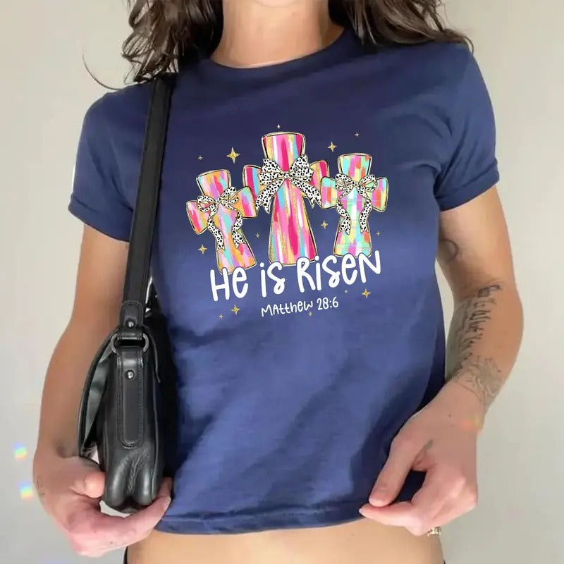 He Is Risen Baby Tee, Christian Easter Baby Tee, Bible Verse Easter Tee Shirt, Jesus Shirt, Easter Matching Shirt, Happy...