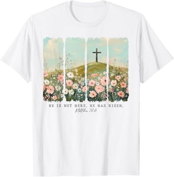 He Is Risen Christian Wildflower Happy Easter Women Girls T-Shirt Hoodie, Sweatshirt | WearSparks.com