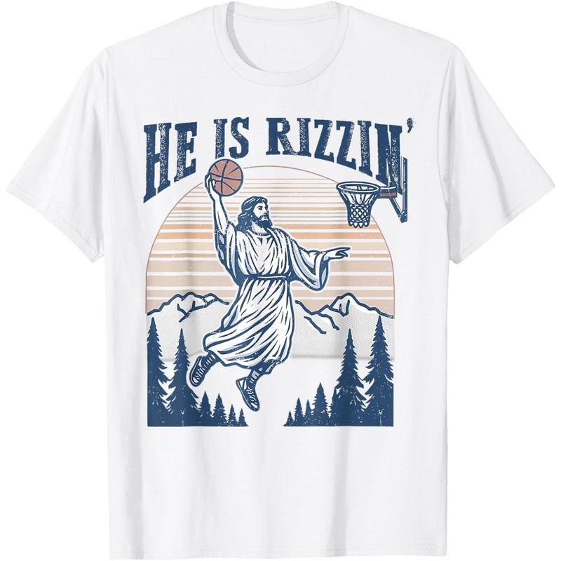 He Is Risen Rizzin' Easter Jesus Christian Faith Basketball T-Shirt Hoodie, Sweatshirt | WearSparks.com