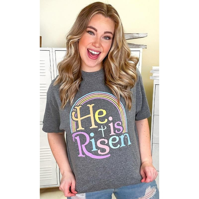 He is Risen Adult Graphic Tee - Bold Easter Vibes #HeIsRisen #EasterTee #GraphiteGlow Hoodie, Sweatshirt | WearSparks.com