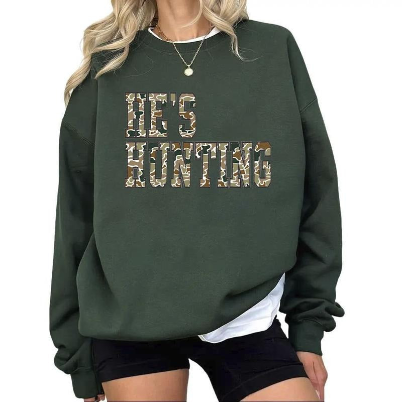 He's Hunting Sweatshirt, Hunting Gifts For Wife Unisex Hunting Season 2025 , Hunting Wife t-Shirts, Deer Hunting Hoodie,...