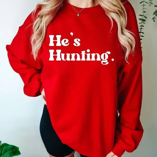 He's Hunting Sweatshirt, Wife Hunting Season Shirt, Duck Hunting Wife, Abandoned Hunting Wife Sweater, Deer Hunting Wife,...
