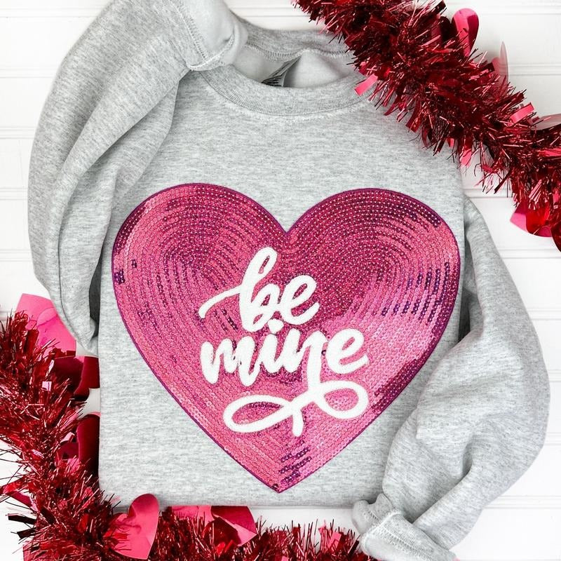 Heart Be Mine Patch Gildan Sweatshirt -- ASH GREY T-Shirts, Hoodie | WearSparks.com