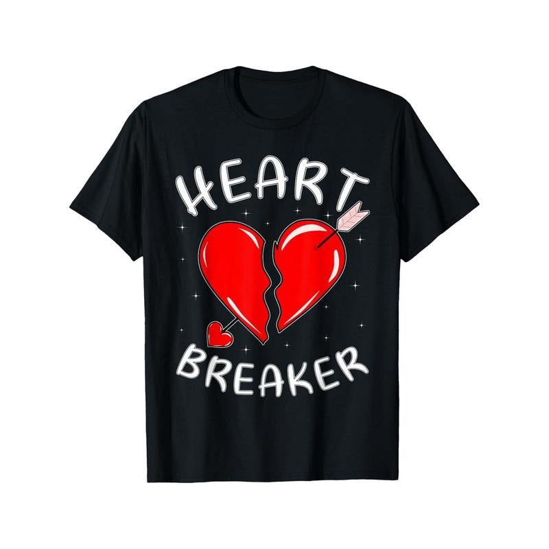 Heart Breaker Men T-Shirts, Funny Valentine'S Day Novelty Graphic Printed Tee, Short Sleeve Valentine'S Day Couple...