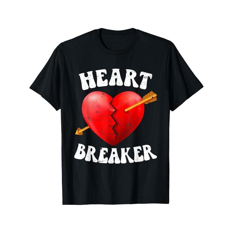 Heart Breaker Men T-Shirts, Funny Valentine'S Day Novelty Graphic Printed Tee, Short Sleeve Valentine'S Day Couple...