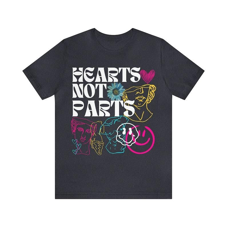 Hearts not parts shirt | pansexual shirt | pansexual pride | subtle pansexual shir | discreet pansexual | queer shirt |...