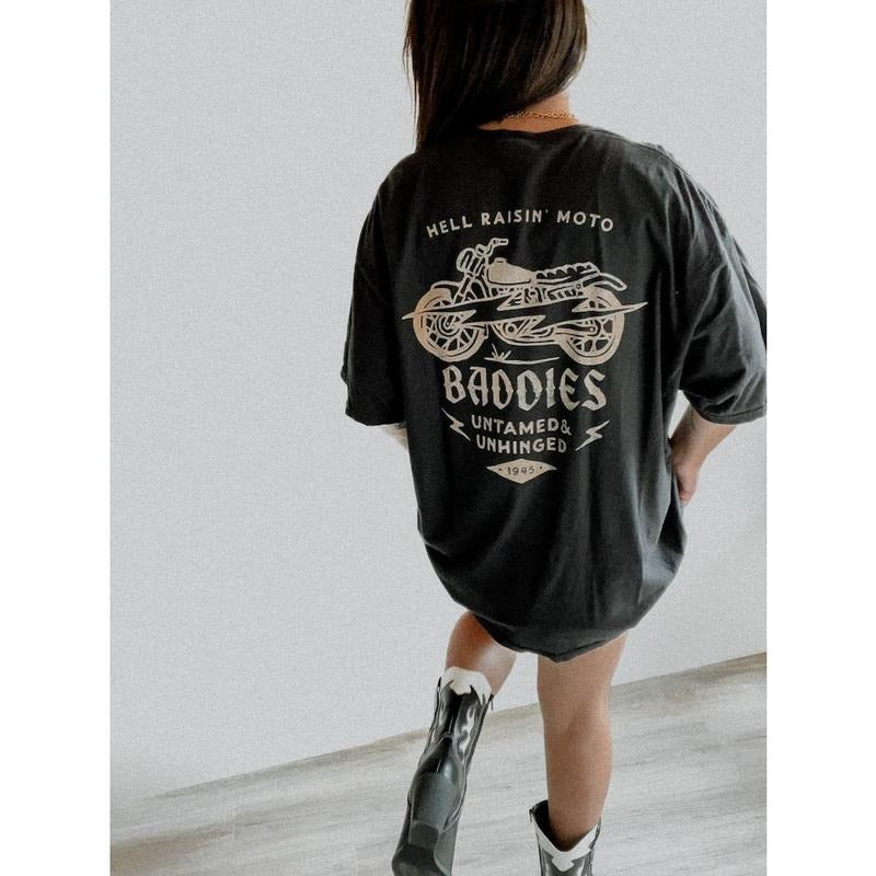 Hell Raisin' Moto Baddies Tee, motorcycle tee, trendy tee, boho edgy grunge shirt Hoodie, Sweatshirt | WearSparks.com