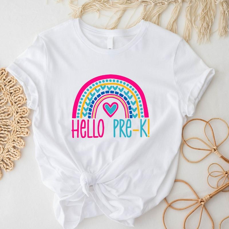 Hello Pre-k T-Shirt, Teacher Back To School Shirt, First Day Of School Tee, Kindergarten Rainbow Tee Hoodie, Sweatshirt