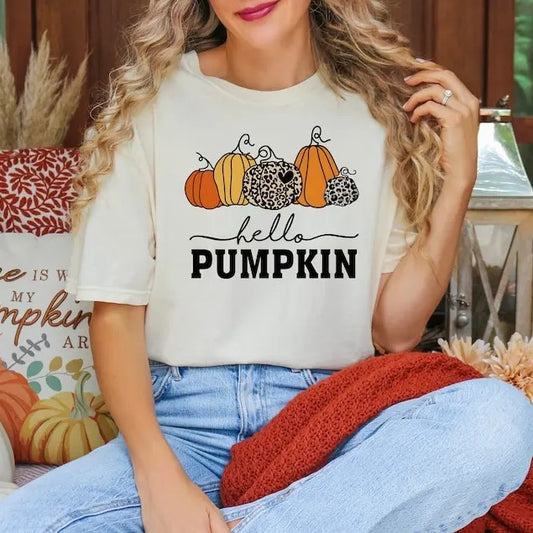 Hello Pumpkin Fall Shirt, Autumn Shirt, Pumpkin Lover Shirt, Fall Season Shirt, Thanksgiving Women's Shirt Hoodie, Sweatshirt