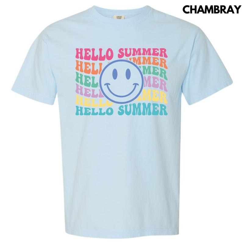 Hello Summer Happy Face Comfort Colors T-Shirt 'NLB' Hoodie, Sweatshirt | WearSparks.com