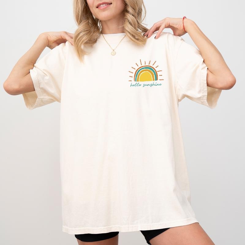 Hello Sunshine Shirt, Summer Vacation Graphic T-shirt, Sunsets Oversize Shirt, Sunsets Lover Tee, Beach Vibes Shirt,...