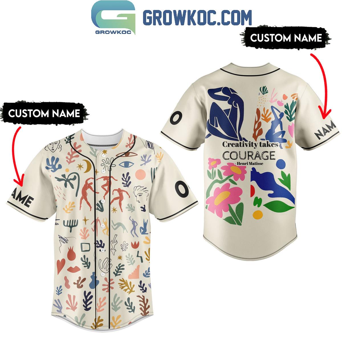 Henri Matisse Creativity Takes Courage Personalized Baseball Jersey