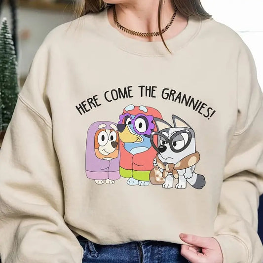 Here Come The Grannies Sweatshirt, Bluey Sweater, Bluey And Bingo Shirt, Bluey T-Shirt, Bluey Shirt, Bluey Grandma Gift,...