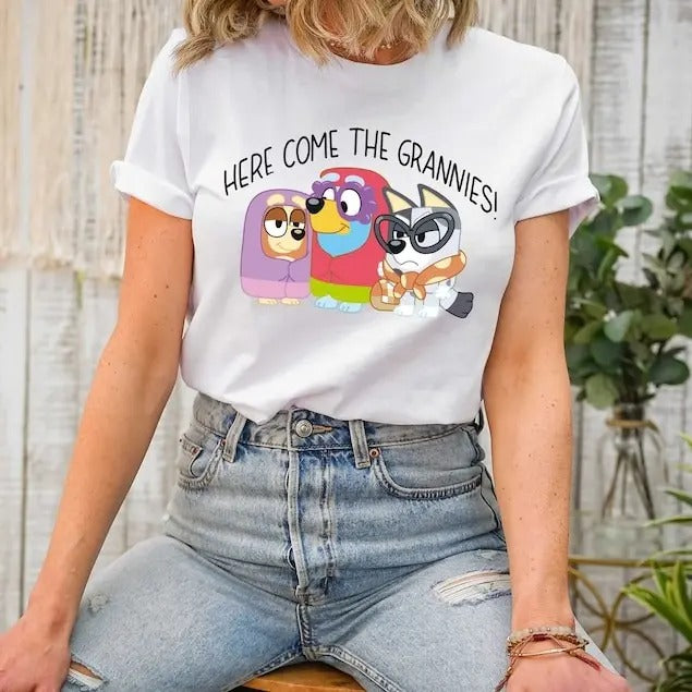 Here Come The Grannies T-shirt, Funny Bluey Shirt, Rita Shirt, Bingo Shirt Hoodie, Sweatshirt | WearSparks.com
