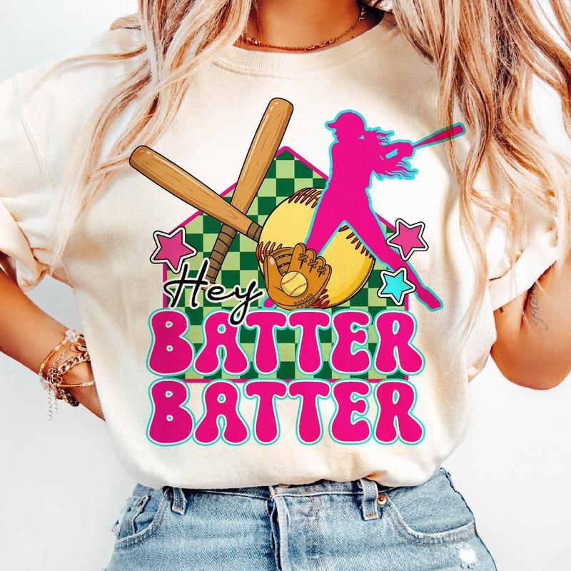 Hey Batter Batter T-Shirt, Softball Preppy Shirt, Girl Softball T-Shirt, Softball Shirt, Cheer Mom T-Shirt, Softball...