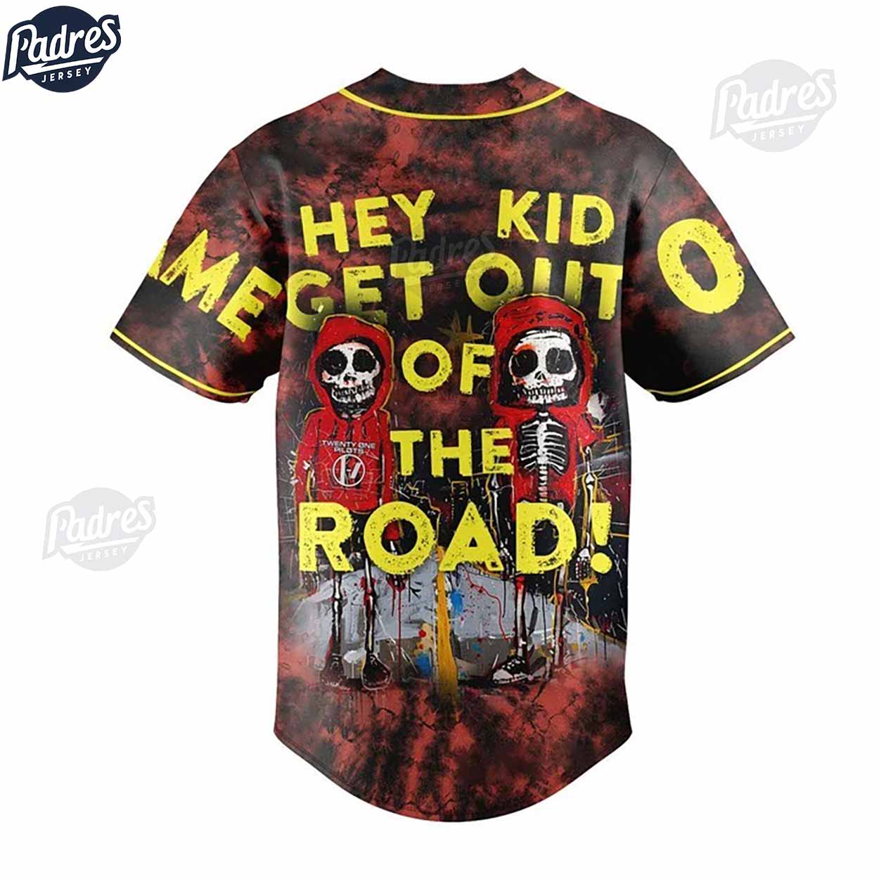 Hey Kid Get Out Of The Road Twenty One Pilots Custom Baseball Jersey - Padres Jersey Oasis: Elevate Your... (Image 3)