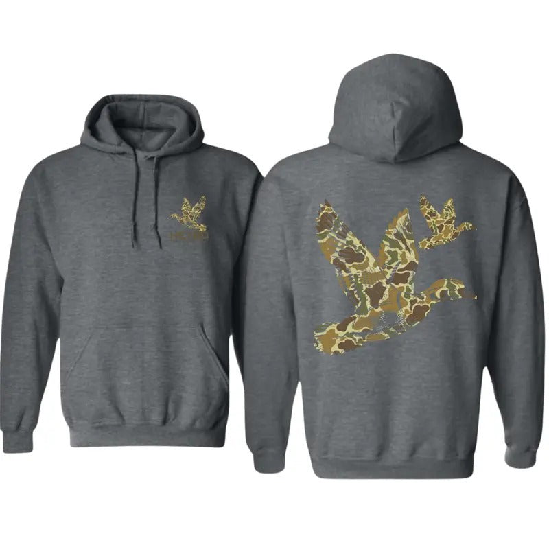 Heybo Outdoors Camo Duck Design Hoodie for Men's Western Wear and Waterfowl Hunters - Menswear, Sweatshirts T-Shirts