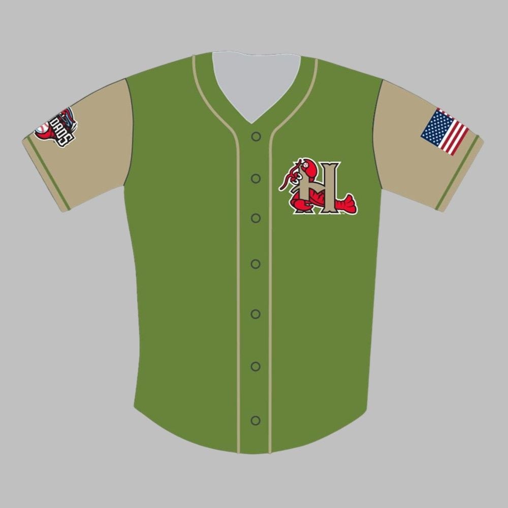 Hickory Crawdads Military Jersey 2025 Giveaway - Grishko.com T-Shirts, Hoodie, Sweatshirt | WearSparks.com (Image 1)