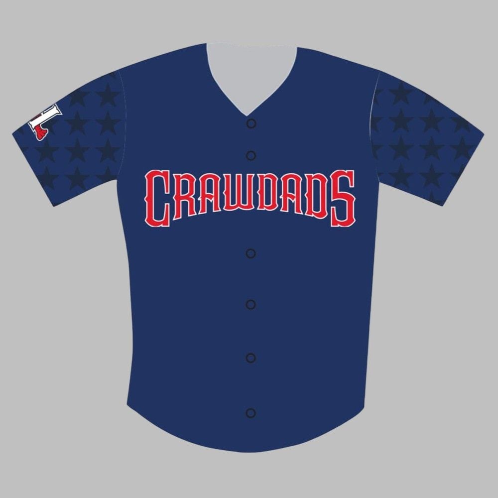 Hickory Crawdads Patriotic Jersey 2025 Giveaway - Grishko.com T-Shirts, Hoodie, Sweatshirt | WearSparks.com (Image 1)
