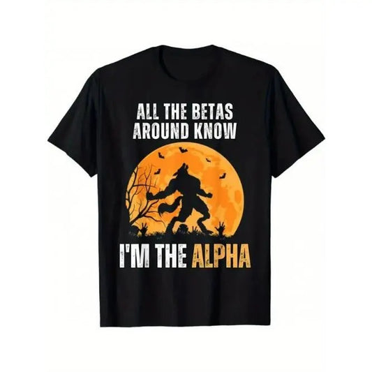 High Quality materials High quality Men's crewneck T-shirt, all beta know I'm Alpha, Fun Alpha Wolf meme T-shirt Made in...